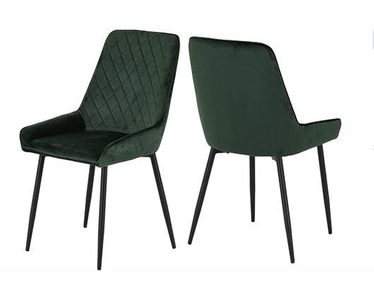 ATHENS ROUND & AVERY DINING SET (X4 CHAIRS) - CONCRETE/EMERALD GREEN VELVET