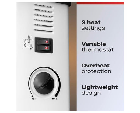 Daewoo White Convector Heater 2000W