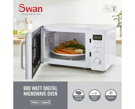 Swan 20L 800W Microwave Digital White