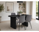 Axel Oval Fluted Dining Table with 4 Fabric Chairs - Black