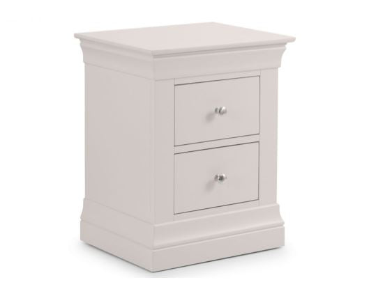 CLERMONT 2 DRAWER BEDSIDE - LIGHT GREY