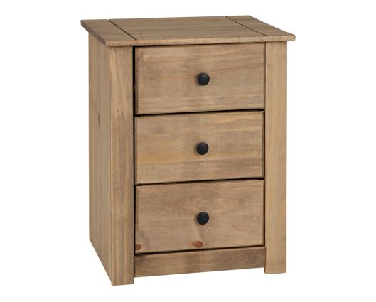 Panama 3 Drawer Bedside Chest - Natural Wax