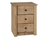 Panama 3 Drawer Bedside Chest - Natural Wax