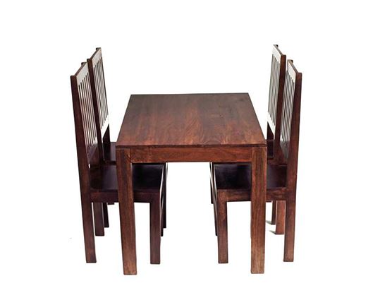 Toko Dark Mango 4 FT Dining Set with Wooden Chairs