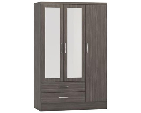 NEVADA 3 DOOR 2 DRAWER WARDROBE - BLACK WOOD GRAIN