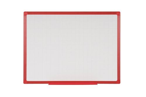 Bi-Office Maya Drywipe Gridded Whiteboard Red Frame 180x120cm MB8521206