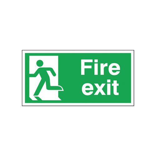 Safety Sign Fire Exit Running Man Left 150x300mm Self-Adhesive E96A&#47;S