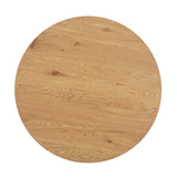 Aspen round dining table, light oak effect top with black pedestal leg