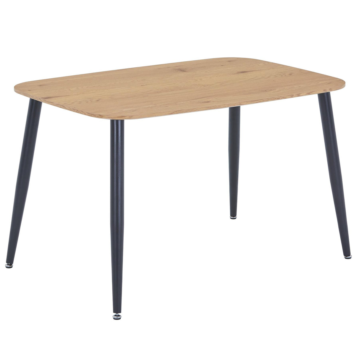 Aspen rectangular dining table, light oak effect top with black tapered legs