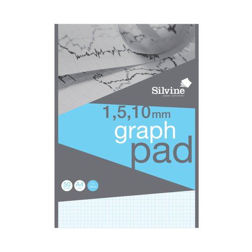 Silvine Graph Pad 1&#47;5&#47;10mm 50 Sheets A4 A4GP1510