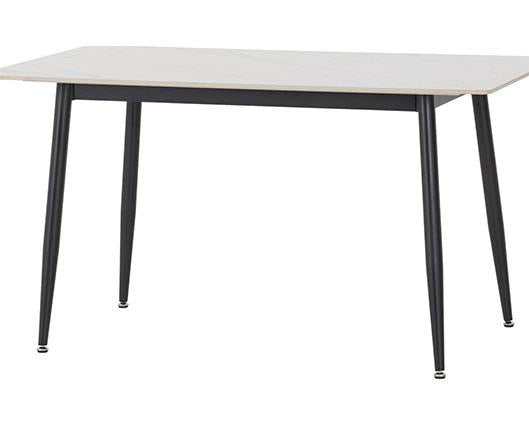 FENTON DINING SET (X6 CHAIRS) - WHITE/LIGHT GREY FABRIC