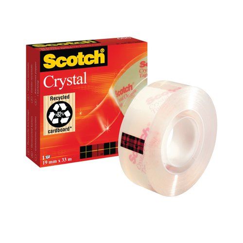 Scotch Crystal Tape Multipurpose 19mmx33m Clear Glossy 600