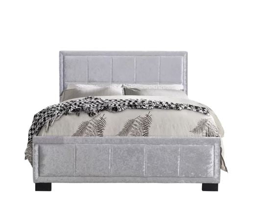 Hannover Small Double Bed - Steel Crushed Velvet