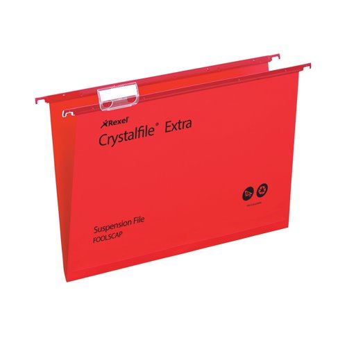 Rexel Crystalfile Extra 15mm Suspension File Red (Pack of 25) 70629