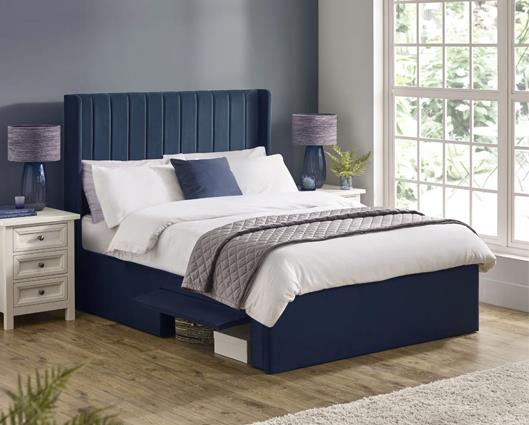 Leila Dual Storage Door Bed Royal Blue - King