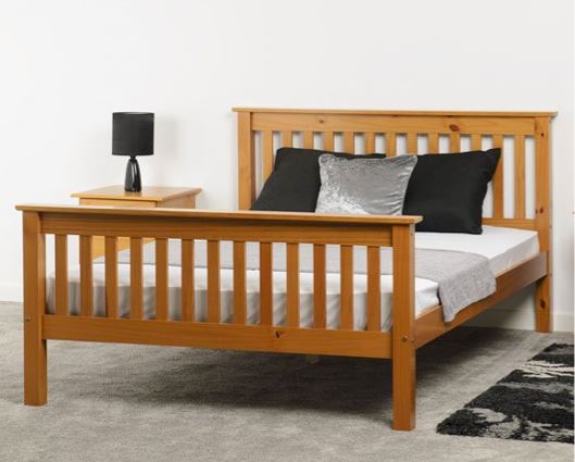 Monaco Double Bed High Foot End - Distressed Waxed Pine