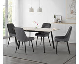 AVERY EXTENDING DINING SET (X4 CHAIRS) - CONCRETE/GREY VELVET
