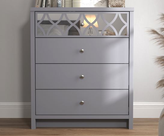 Arianna 4 Drawer Chest With 1 Mirror Cool Grey