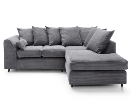Jumbo Cord Right Hand Facing Corner Sofa-Grey