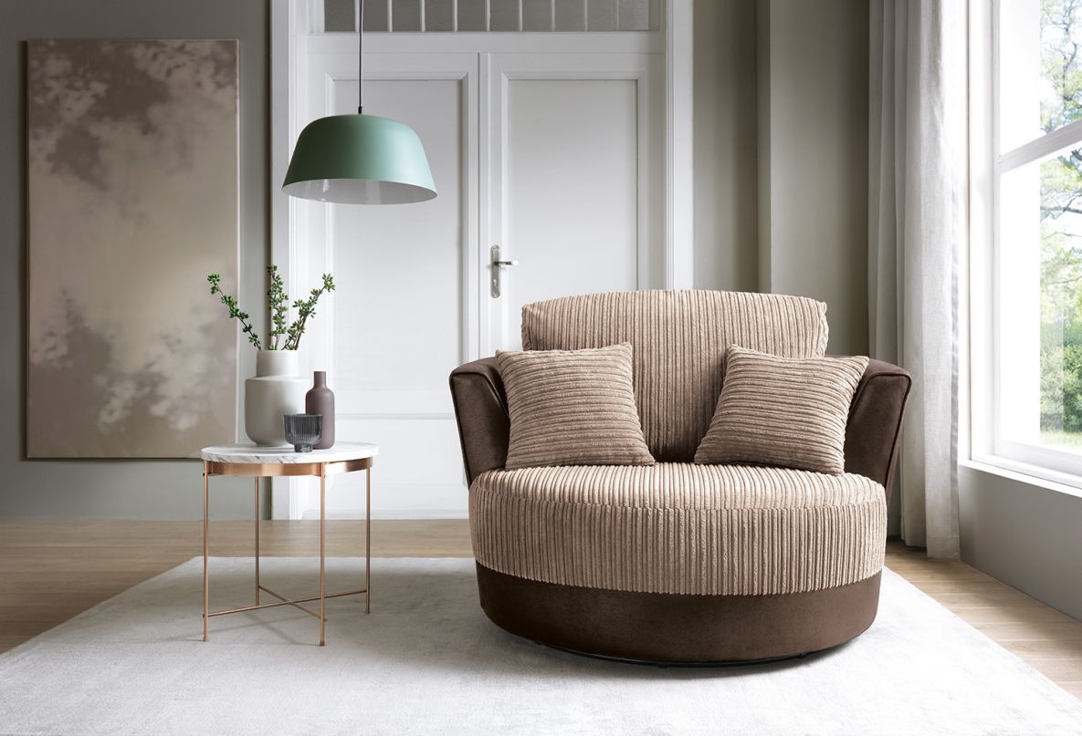 Dino Swivel Chair- Brown & Beige