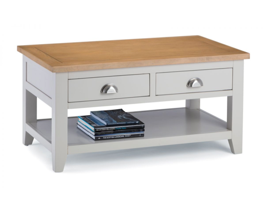 Richmond Coffee Table with 2 Drawers - Grey/Pale Oak