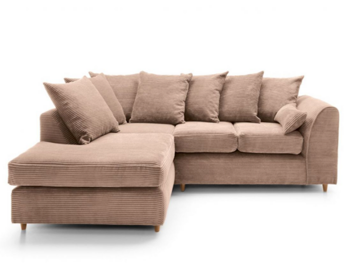 Jumbo Cord Left Hand Facing Corner Sofa-Brown