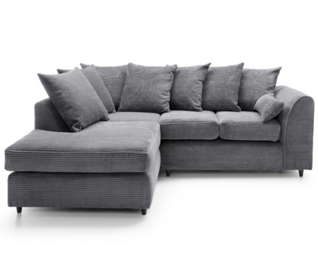 Jumbo Cord Left Hand Facing Corner Sofa-Grey