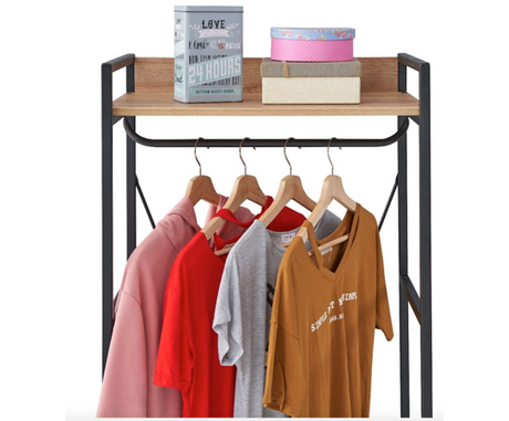Claire Open Wardrobe with 3 Shelves- Riveria Oak