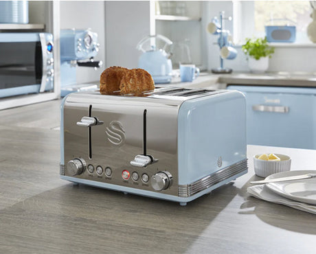 4 Slice Retro Blue Toaster