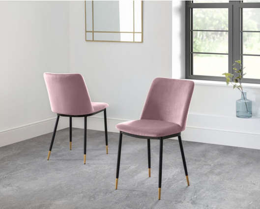 Set of 2 Delaunay Dining Chairs - Dusky Pink