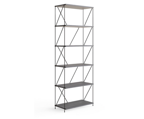Leyo 6 Tier Bookcase Storage Unit Grey